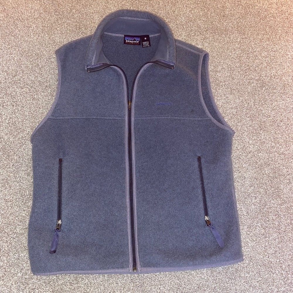 Patagonia Synchilla Fleece Vest Men's Medium Gray Full Zip‎ Pockets Outdoor